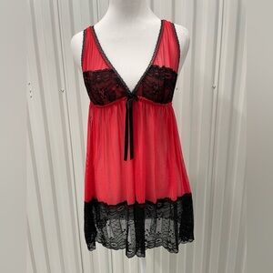 Elegant Red and Black Lace Babydoll